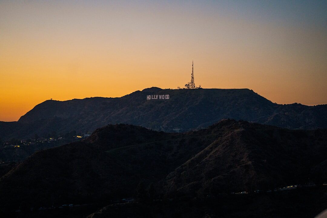 hollywood sign at sunset